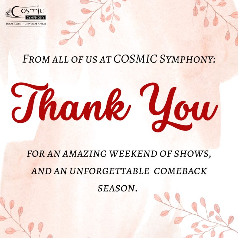 COSMIC Symphony thanking their patrons