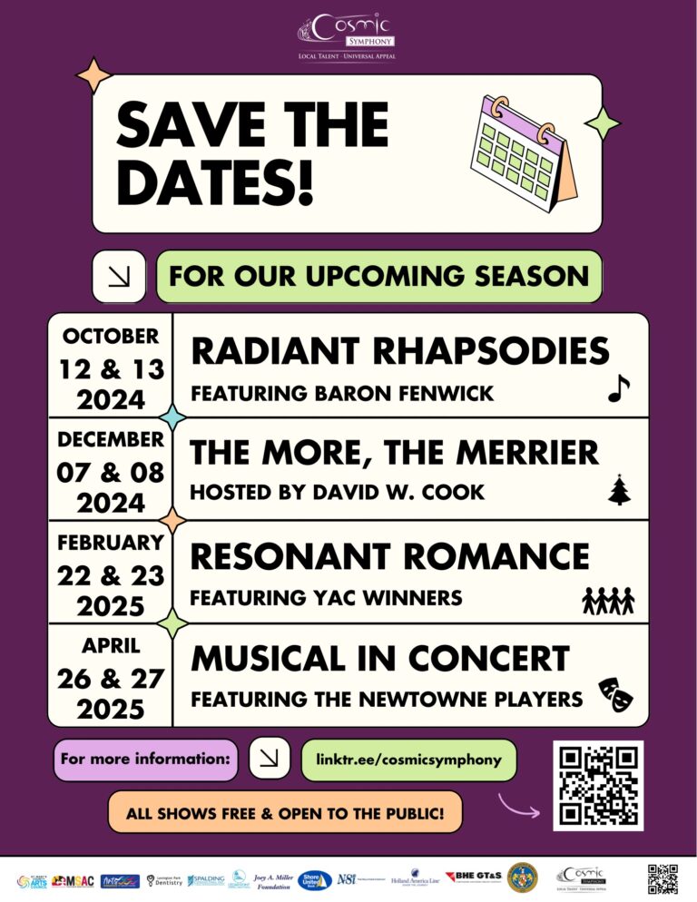 Save the Dates for the upcoming 2024-25 COSMIC Symphony Schedule