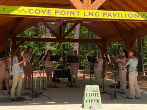 Members of the Flute Choir playing out in the community.