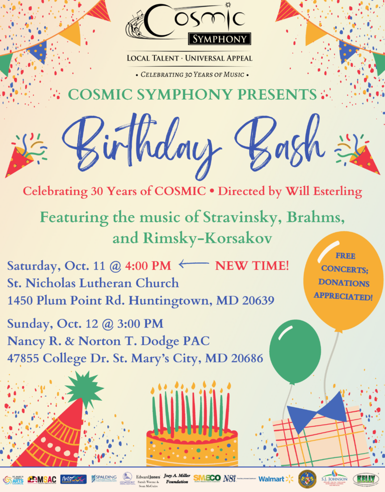 COSMIC Symphony 30th Birthday Bash Concert Flyer